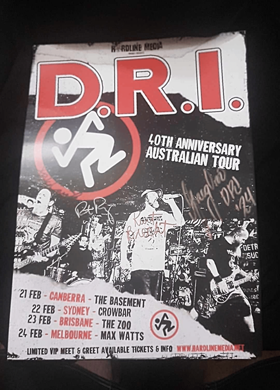 Image of D.R.I. - SIGNED Tour Poster - AUSSIE / NZ TOUR - SIGNED A3 POSTER