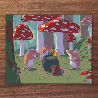Image 1 of Little Mushroom Chefs Art Print