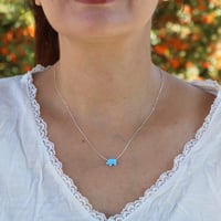 Image 3 of Handmade Blue Opal Elephant Pendant Necklace | Dainty Charm Choker Opal Necklace for Women Girls