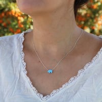 Image 4 of Handmade Blue Opal Elephant Pendant Necklace | Dainty Charm Choker Opal Necklace for Women Girls