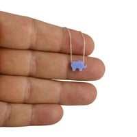 Image 5 of Handmade Blue Opal Elephant Pendant Necklace | Dainty Charm Choker Opal Necklace for Women Girls