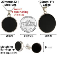 Image 5 of Sterling Silver 925 Round Black Flat Onyx 20mm Handmade Pendant Necklace 16+2'' Chain