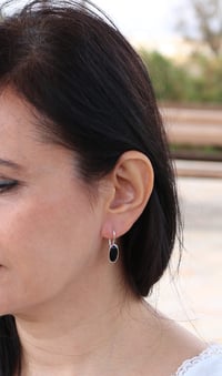 Image 2 of Handmade Oval Black Onyx 7x14mm Drop Dangle Earrings I Sterling Silver 925 Onyx Earrings for Women