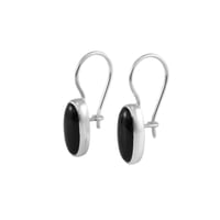 Image 1 of Handmade Oval Black Onyx 7x14mm Drop Dangle Earrings I Sterling Silver 925 Onyx Earrings for Women