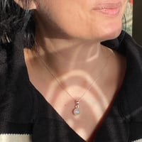 Image 4 of Tiny Natural Moonstone 11mm Round Silver Mini Pendant 16+2 inches Chain