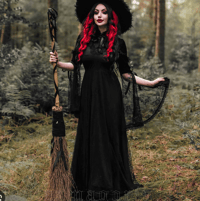 Image 1 of lace velvet witch maxi dress