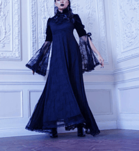 Image 2 of lace velvet witch maxi dress