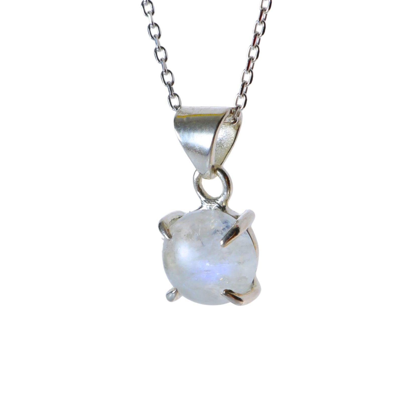 Handmade Dainty Genuine Moonstone 10mm Round 4 Prong Silver