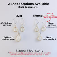Image 2 of Echmeck Handmade Silver Tiny Round Natural Moonstone 9mm Drop Dangle Hook Earrings for Women 