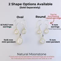 Image 2 of Echmeck Handmade Silver Tiny Round Natural Moonstone 9mm Drop Dangle Hook Earrings for Women