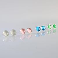 Image 5 of Round Green 8.7mm Stone Small Silver Stud Earrings | Simple Dainty Green Earrings for Women & Girls