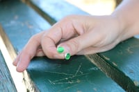 Image 5 of Round Green 8.7mm Stone Small Silver Stud Earrings | Simple Dainty Green Earrings for Women & Girls