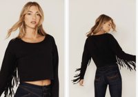 fringe crop top sweatshirt