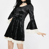 Image 3 of black velvet cream chiffon nuns dress
