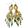 LAST PAIR - Gold Filigree Malachite Fringe Earrings