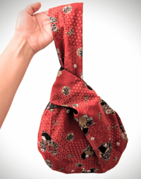 Image 2 of Japanese Kokeshi Dolls and Kimono Knot Bag 