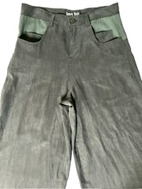 Image 4 of Wide Leg Deterioration Pants with Black Crinkled Pockets