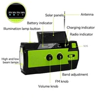 Image 5 of Portable Solar/Hand Crank Cell Phone Charger Emergency Radio - 4000mAh