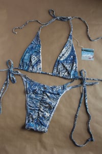 Image 4 of ♲ Blue Paisley Bikini Set - L