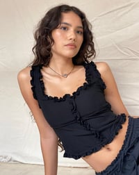 Swwrs Alsa Ruffle Edge Top in Black