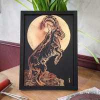 Image 1 of LINOCUT Golden goat A4