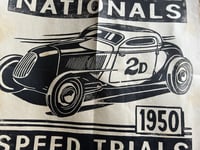 Image 2 of Bonneville Nationals aged Linocut Print (Black ink on grey paper edition) FREE SHIPPING