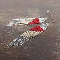 Image 1 of Boucles d'oreilles Bohèmes franges Rouges