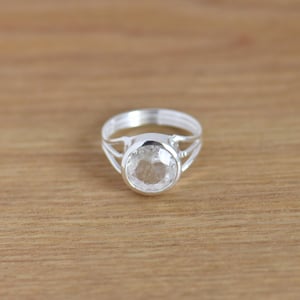 Image of Dragon Claws x Himalaya 'Herkimer' Diamond Quartz round cut silver ring