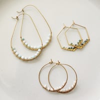 Image 2 of Moss Agate Hexagon Hoops