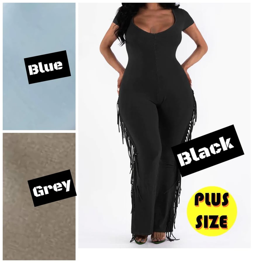 Image of 3PACK PLUS SIZE FRINGE SIDE JUMPSUIT