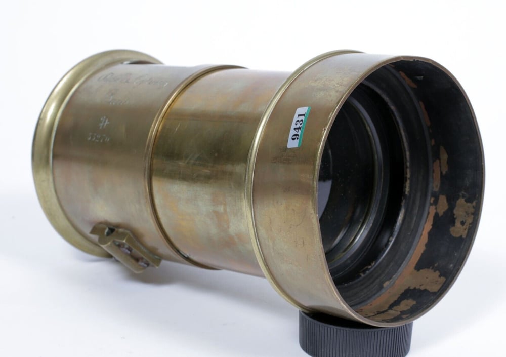 Image of Massive Darlot Opticien Paris brass Petzval lens ~250mm F4 (covers 8X10) #9431