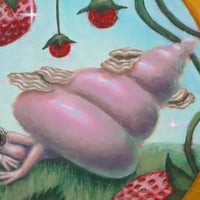 Image 2 of "Day Napping" 4 inch original painting on wood (ON SALE: Was $165)