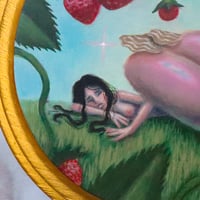 Image 3 of "Day Napping" 4 inch original painting on wood (ON SALE: Was $165)