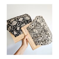 Image 1 of Pleated Linen Clutch Charcoal & Natural