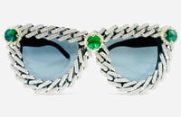 Image 2 of Silver Embellished Oval Sunglasses 