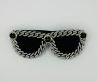 Image 3 of Silver Embellished Oval Sunglasses 