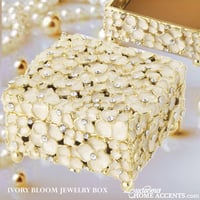 Ivory Gold Crystals Jewelry Box