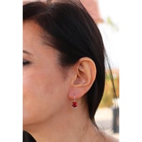 Image 4 of Handmade Round Natural Coral 9mm Drop Dangle Earrings | 925 Sterling Silver Red Hook Earrings Women