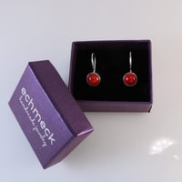 Image 5 of Handmade Round Natural Coral 9mm Drop Dangle Earrings | 925 Sterling Silver Red Hook Earrings Women