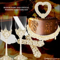 Image 2 of Ivory Gold and Crystal Cake Table Set