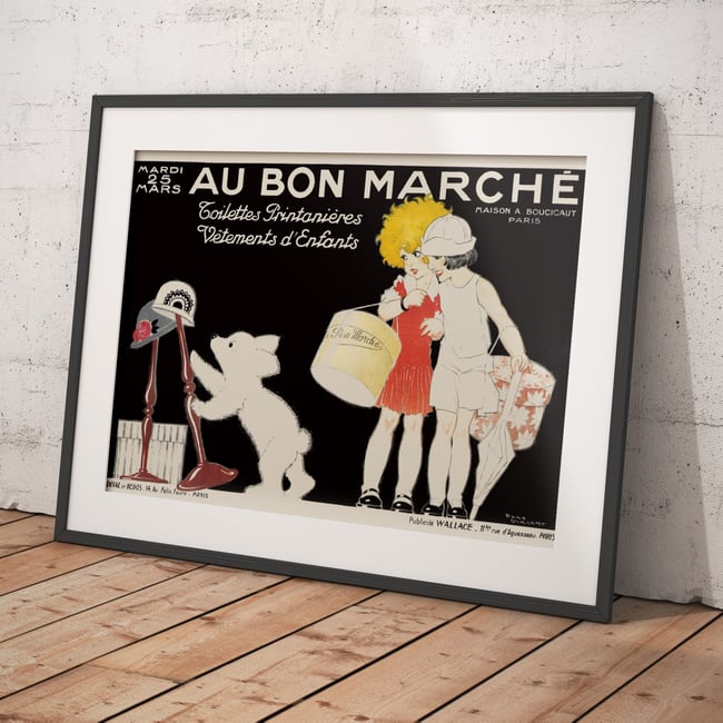 Au Bon Marché, Chapeaux | Rene Vincent |Vintage Ads | Vintage Poster