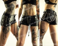 Image 3 of LOW WAISTED LACE UP CHAIN SHORTS