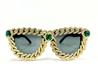 Image 2 of Gold Embellished Oval Sunglasses