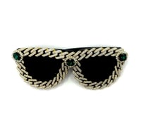 Image 3 of Gold Embellished Oval Sunglasses