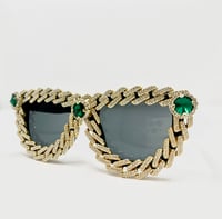 Image 1 of Gold Embellished Oval Sunglasses