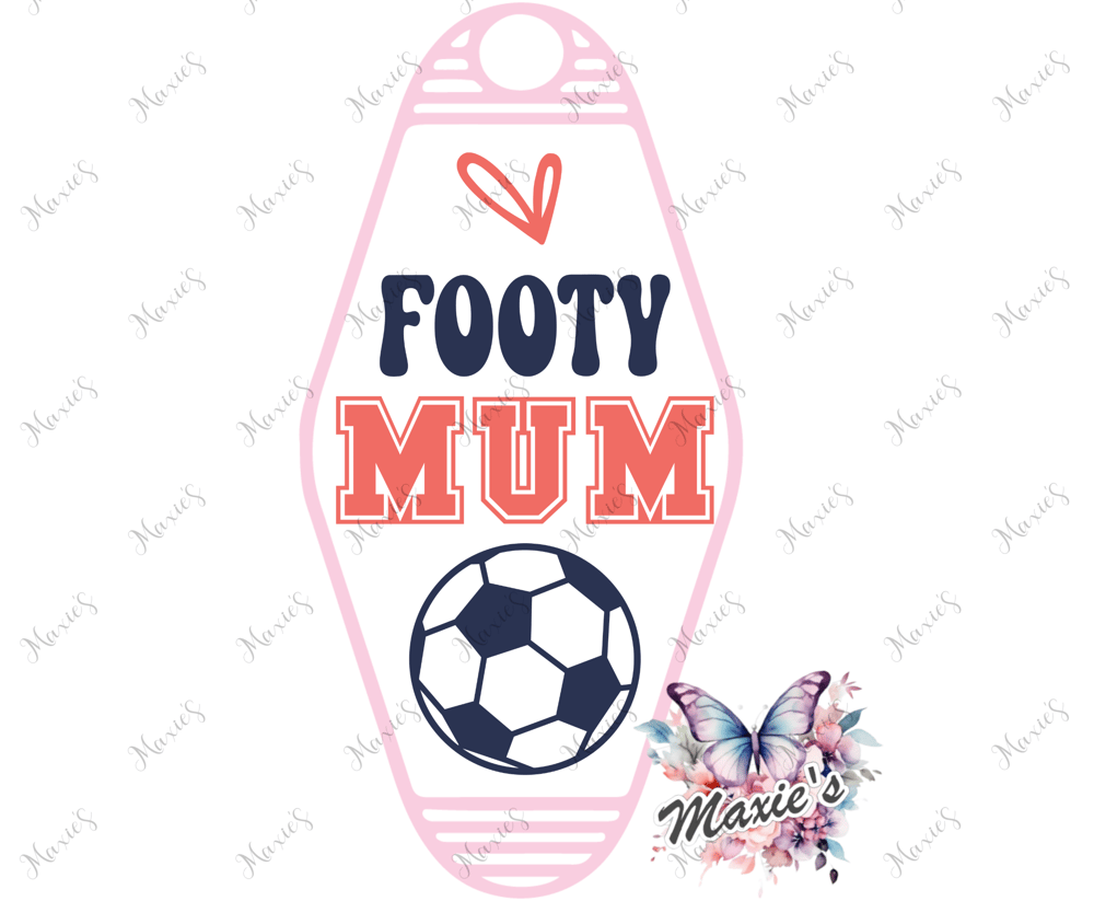 Image of Footy Mom ⚽️ Graphic Design UVDTF Motel Keychain Decal 
