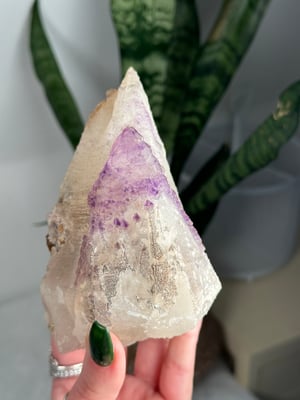 INDIAN ELESTIAL AMETHYST COATED CALCITE WITH BLACK HEMATITE SPRINKLES