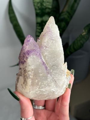 INDIAN ELESTIAL AMETHYST COATED CALCITE WITH BLACK HEMATITE SPRINKLES