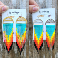 Image 2 of Desert Skies Southwestern Earrings | Colorful Beaded Fringe Earrings