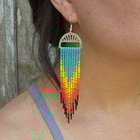 Image 5 of Desert Skies Southwestern Earrings | Colorful Beaded Fringe Earrings